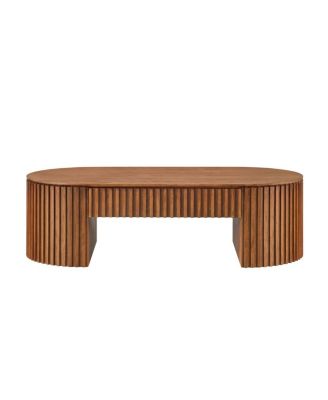 Oval Wood Coffee Table with Drawer