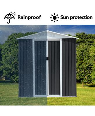 Waterproof Outdoor Bike Storage Shed 6x9FT Grey Apex Roof Aluminum Frame