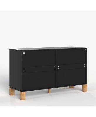 6-Drawer Double Dresser, Modern Storage Cabinet with Metal Handles & Solid Wood Legs