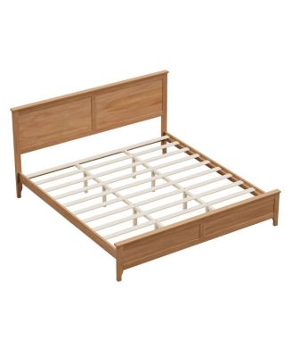Modern Solid Wood King Size Platform Bed with Slats Support, No Box Spring Needed, Seadrift