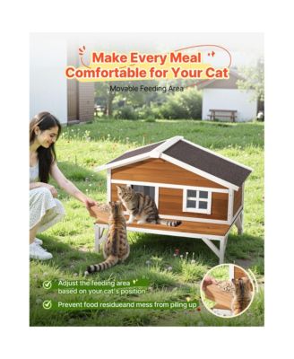 Insulated Cat House with Large Platform, Waterproof Winter Shelter for Indoor & Outdoor Cats