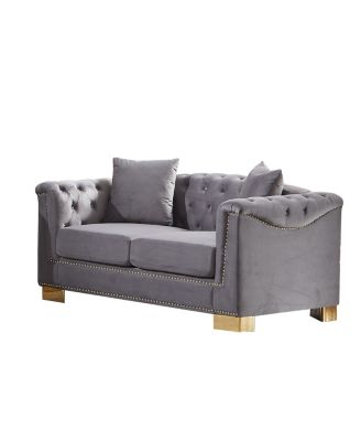 62" Velvet Chesterfield Sofa, Classic Modern Two Seater