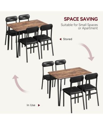 Dinner Table Set for 4,5 Piece Kitchen Table and Chairs,Rectangular Dining Room Table Set with 4 Upholstered Chair