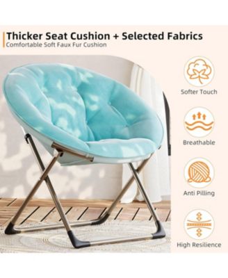 Comfy Oversized Saucer Chair – Soft Plush Fabric Reading Lounger for Adults, Stable X-Large Metal Frame Foldable Accent Lazy Chair for Bedroom