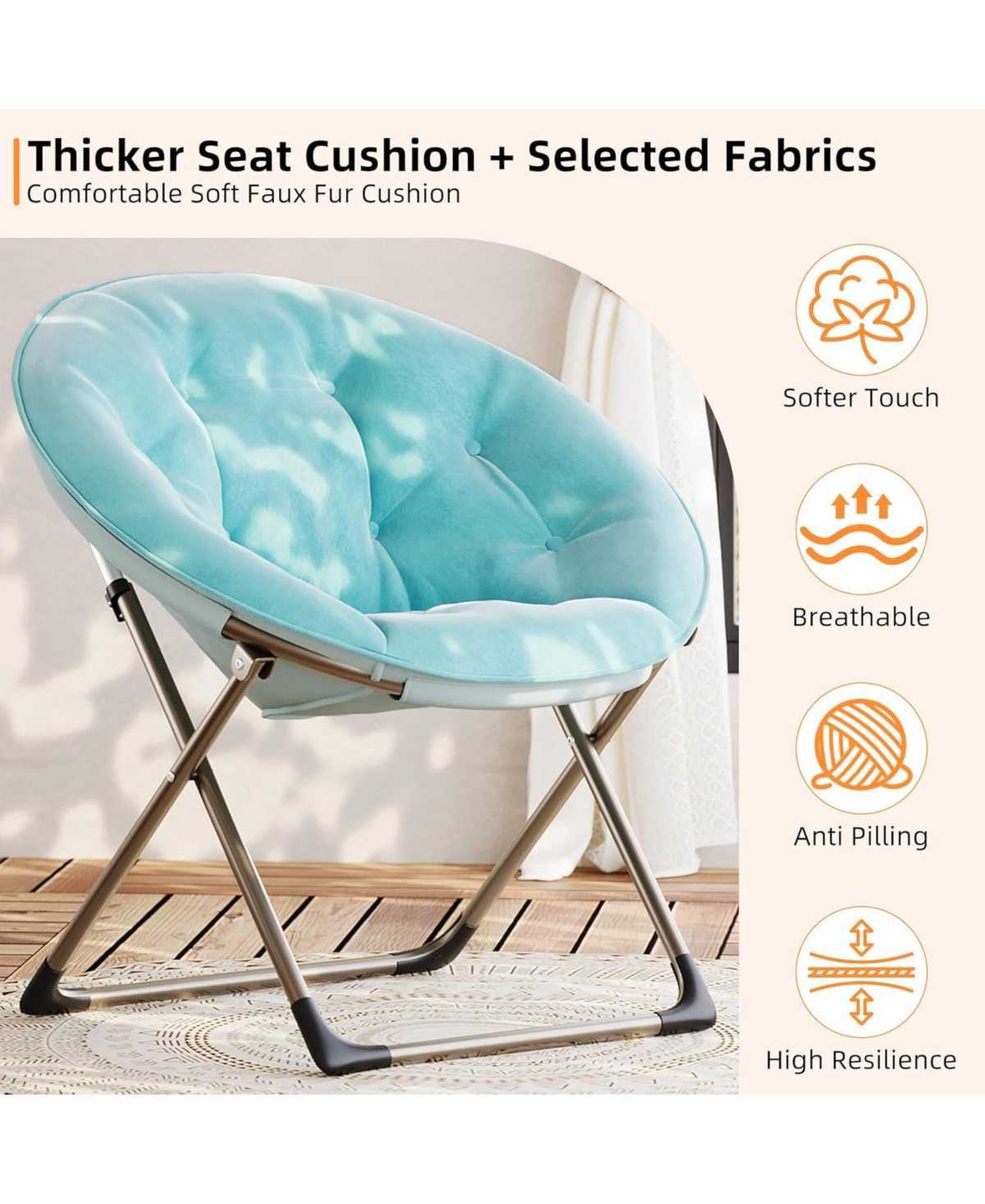 gaomon Comfy Oversized Saucer Chair – Soft Plush Fabric Reading Lounger for Adults