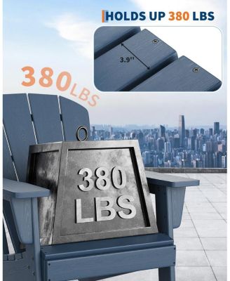 Modern HDPE Plastic Adirondack Chair Set of 2 - Oversize 380 LB Poly Lumber Weather Resistant Firepit Chair - Outdoor Patio Chairs