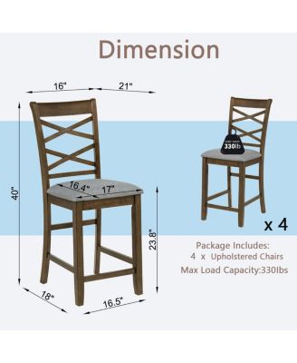 Wooden Counter Height Chairs Set of 4 with Padded Seat