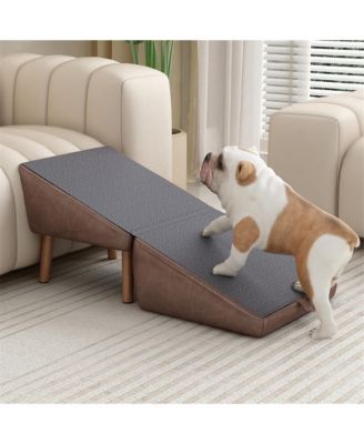 Foldable 2-in-1 Dog Stairs & Ramp, Wooden Pet Steps for Couch and Bed