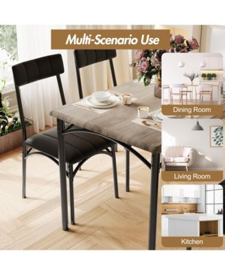 4 Piece Rustic Upholstered Dining Set – Table, Chairs & Bench