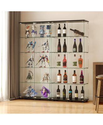 Glass Display Cabinet with Lock, 5-Shelf