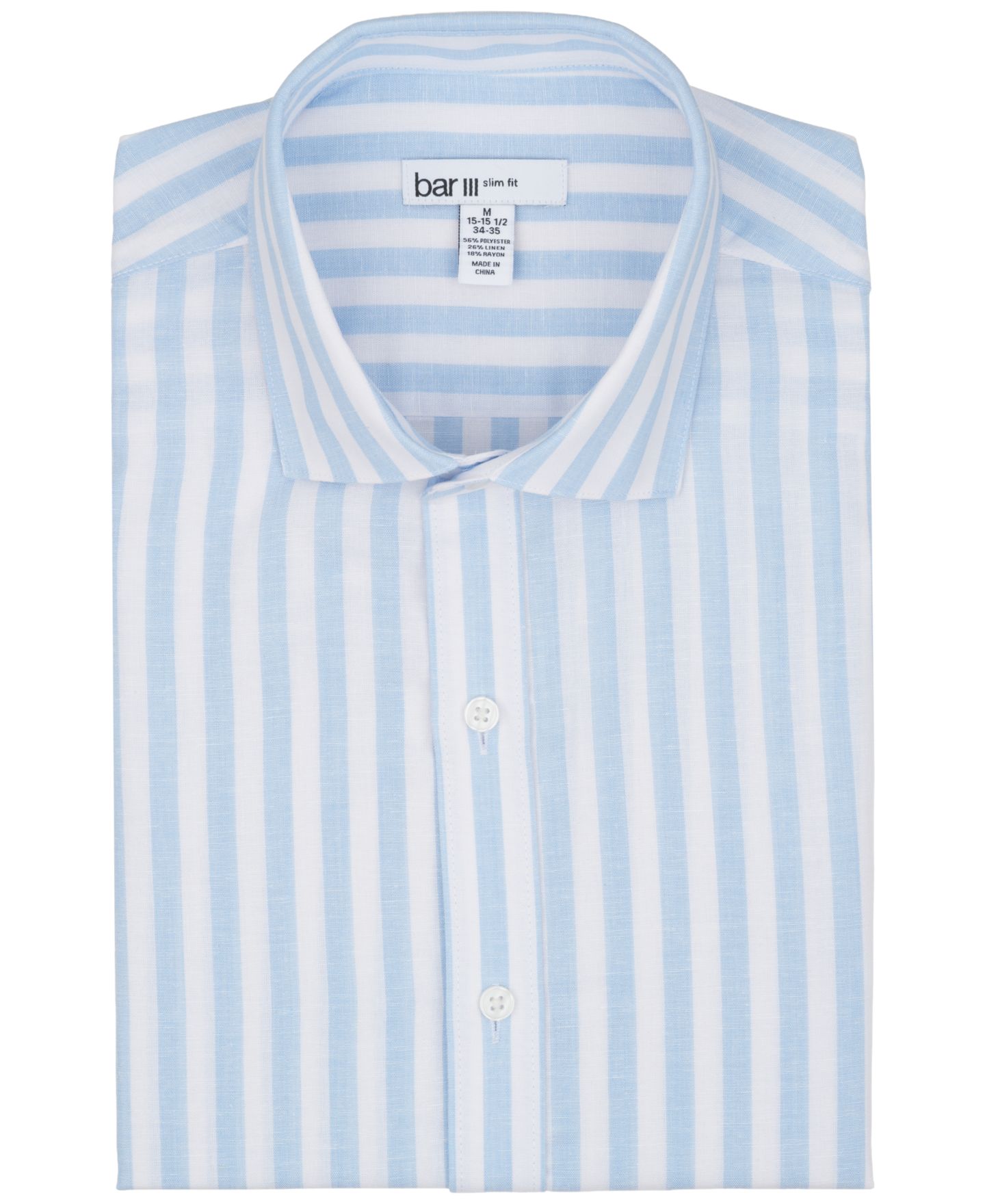 Мужская рубашка Bar III Slim-Fit Linen Joseph Stripe Dress Shirt, цвет: Синий — фото 7