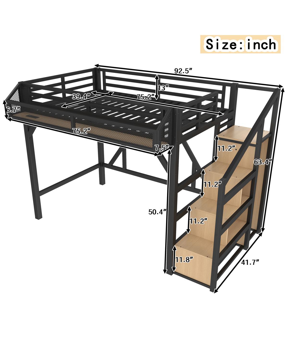 Streamdale Furniture Twin Loft Bed with Storage Stairs, Shelves, Wardrobe, Usb