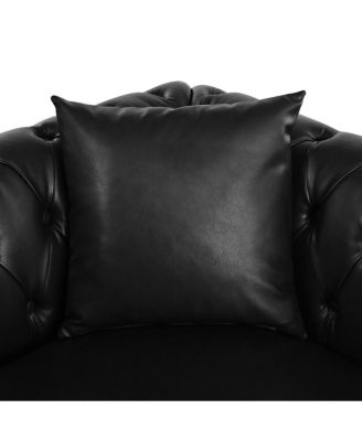 Reversible L-Shaped Chesterfield Sofa with Rolled Arms & Nailhead PU Leather