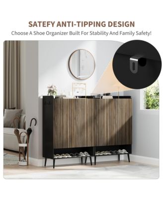 Large 2-Door Shoe Cabinet with Adjustable Shelves, Closed Shoe Organizer