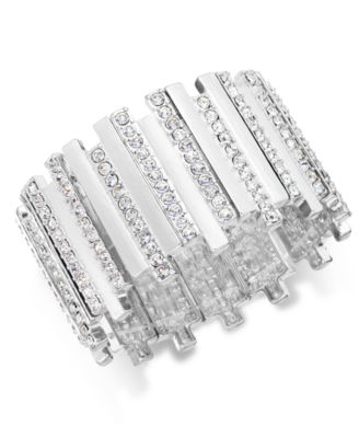 Thalia Sodi - Silver-Tone Pav&eacute; Crystal Bar Stretch Bracelet