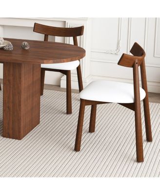 Oval Dining Table Set for 6 with 4 Chairs, Walnut Veneer, Farmhouse Style