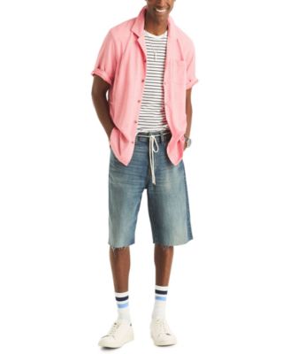 Men's Short-Sleeve Pique Button-Front Shirt