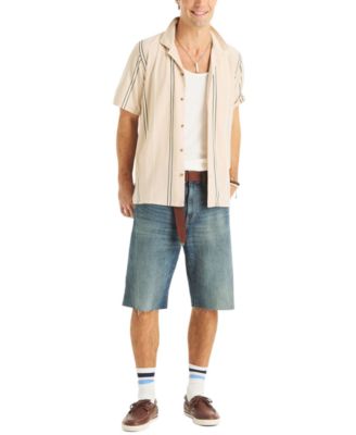 Men's Striped Spread Collar Shirt