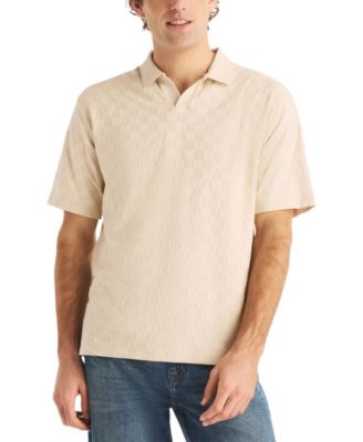 Men's Short-Sleeve Checker Jacquard Polo Shirt