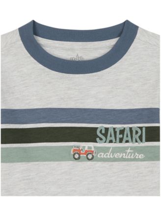 Boys' Toddler 2T-5T Short-Sleeve Safari Stripes T-Shirt and Poplin Cargo Shorts, 2-Piece Set