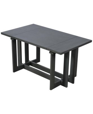 Rustic 82" Extendable Dining Table Set with 6 Upholstered Chairs