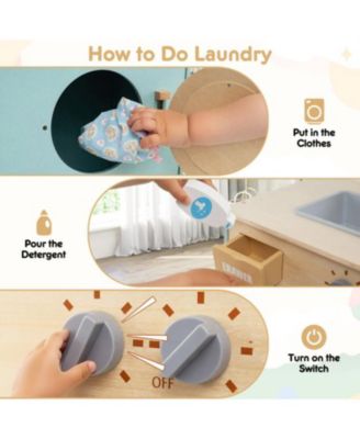 Pretend Play Washing Machine Toy for Kids with Detergent