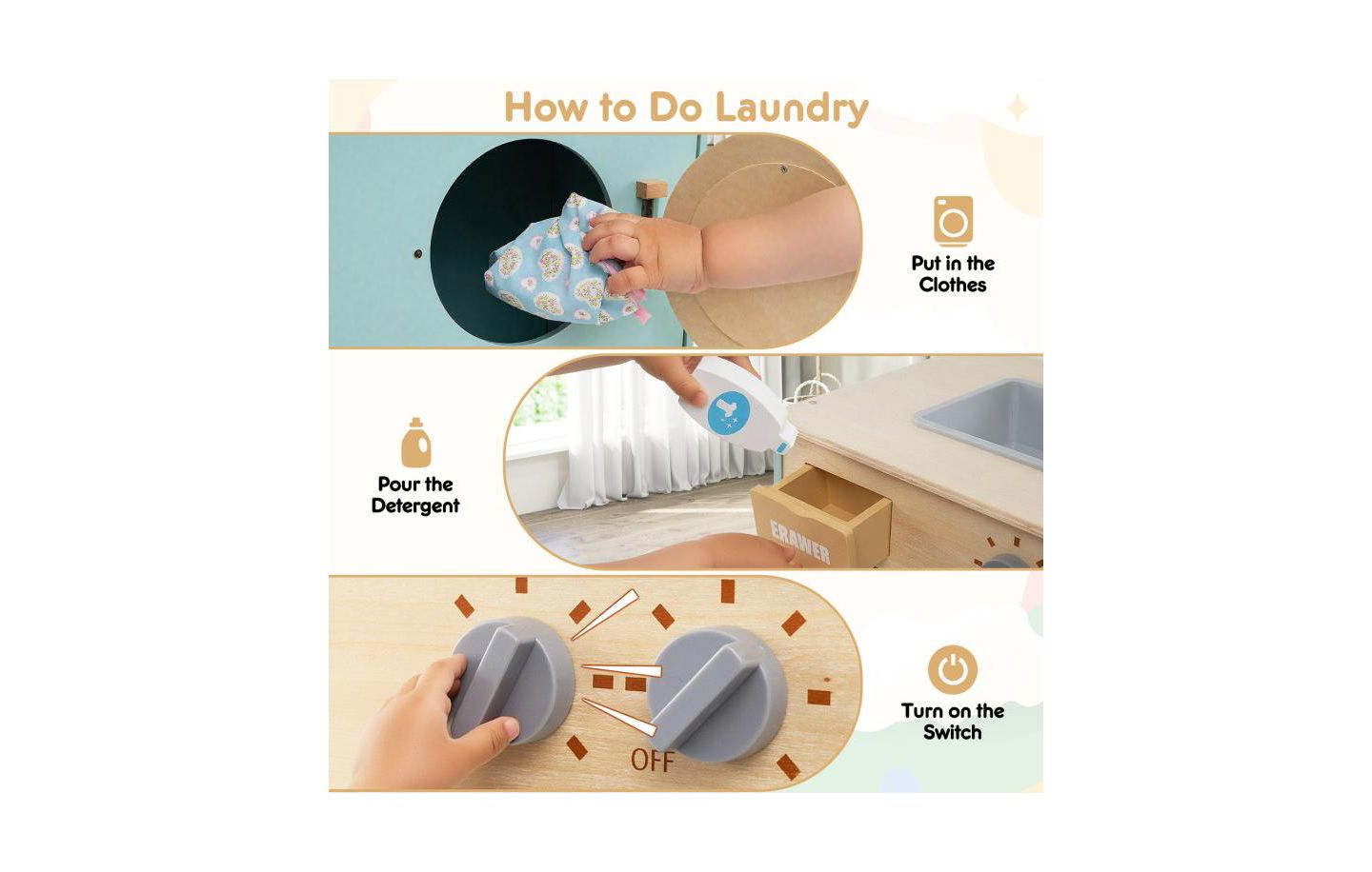Детская игрушка Slickblue Removable Sink Washing Machine Toy, от 3 лет, цвет: Синий — фото 6