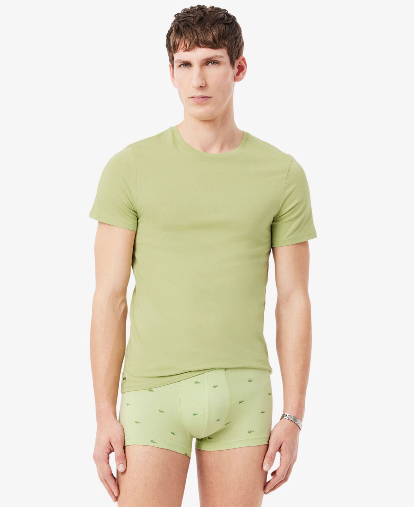 Мужские футболки Lacoste Slim-Fit Crewneck T-Shirt, 3-Pack Gift Set, цвет: Берёзовый / Зелёный чёрный — фото 4