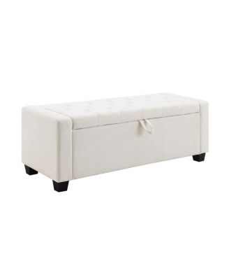 48" Storage Ottoman Bench with Safety Hinge, Upholstered Entryway Seating
