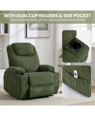 Massage Rocker Recliner Chair with Heat and Vibration Ergonomic Rocking Lounge Chair for Living Room Comfy,with Dual Cup Holders