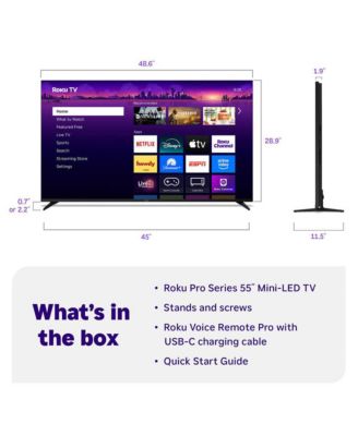 55" Class Pro Series 4K QLED Mini-LED Smart TV with HDR, Wi-Fi 6, Dolby Vision, 12 Month CPS Warranty, HDMI Cable and Screen Cleaner - 55R8C5KIT1