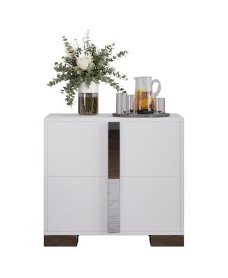 Modern End Table with Drawers & Mirrored Handles