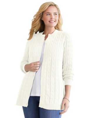 Plus Size Within Cotton Cable Knit Cardigan Sweater