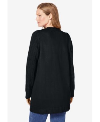 Plus Size Within Cotton Cable Knit Cardigan Sweater