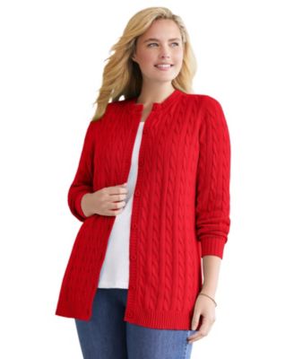 Plus Size Within Cotton Cable Knit Cardigan Sweater