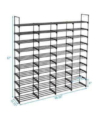 10 Tier 4 Row Stackable Shoe Rack – Metal Closet & Entryway Organizer Holds 72 Pairs