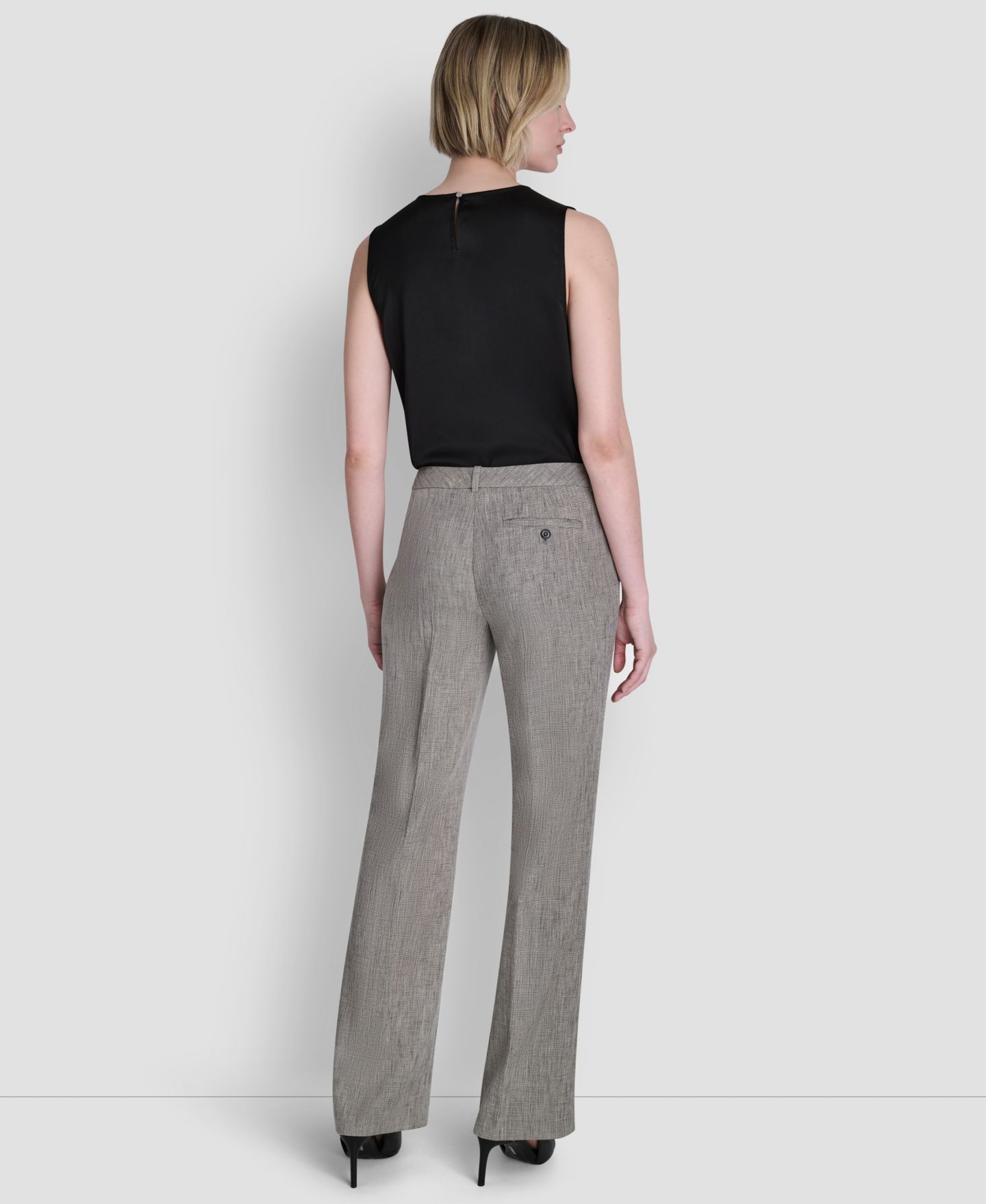 Женские брюки DKNY Petite Crosshatch Modern Fit, цвет: Чёрный / Кокосовый — фото 6