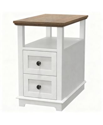 Drawer End Table with Charging Station for Living Room and Bedroom