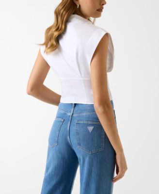 Women's Cherry Collared Sleeveless Top