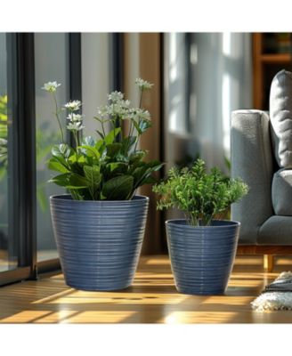 2-Piece Tapered Round Plastic Planters Set