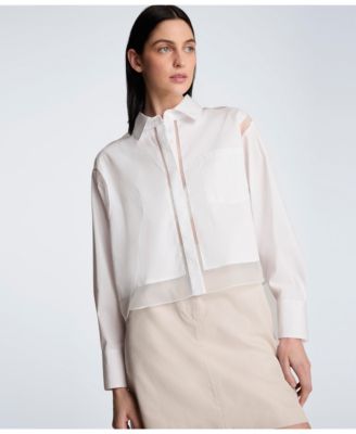 Women's Crop Collared Poplin Shirt