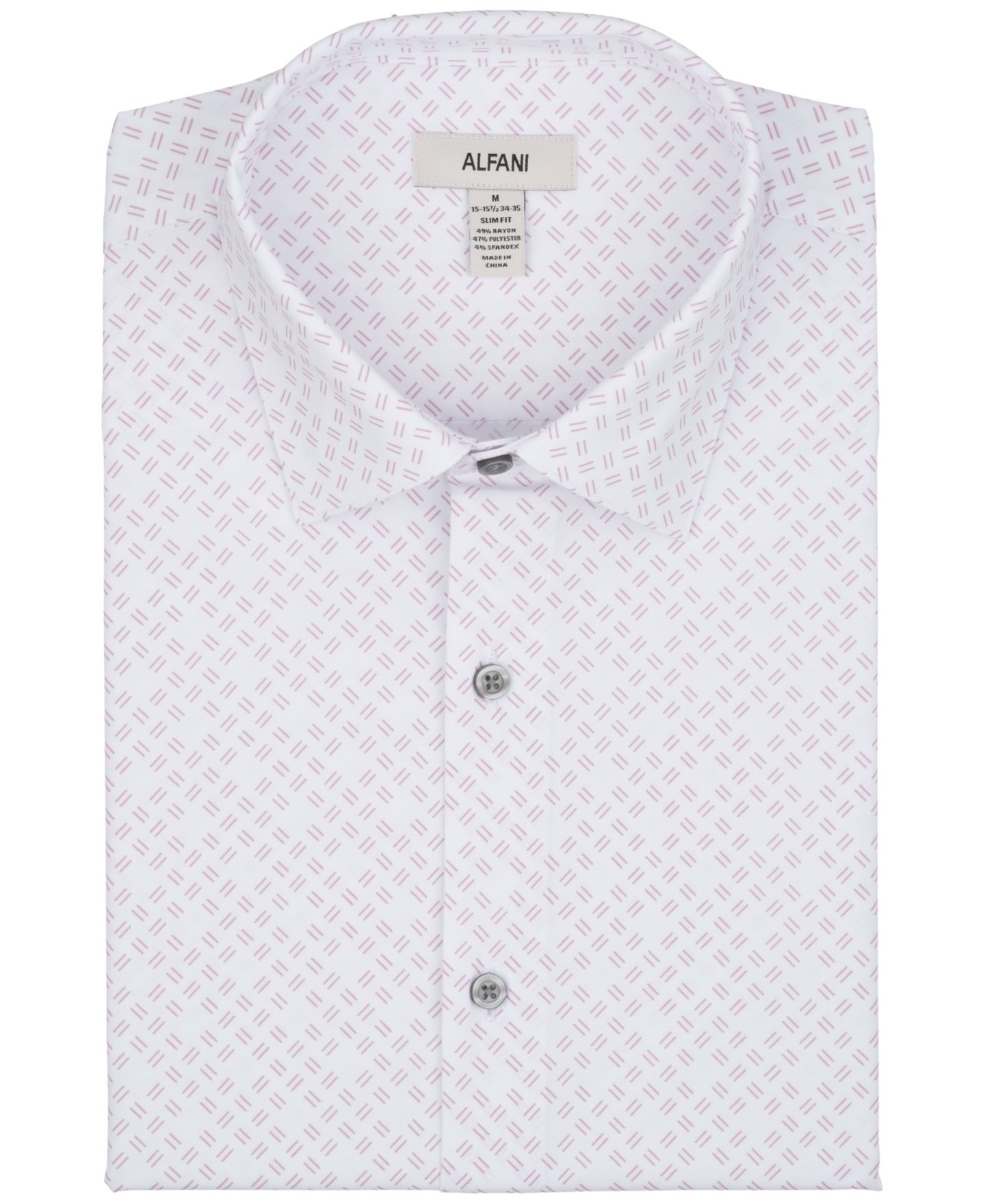 Мужская рубашка Alfani Slim-Fit Geometric Print Dress Shirt, цвет: Розовато-лиловый — фото 7