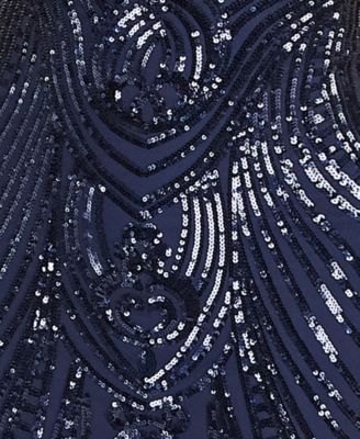 Juniors' Sequin Scoop Neck Gown