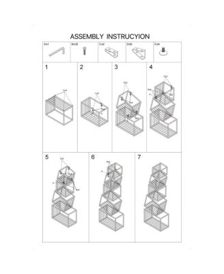 5-Tier Geometric Bookshelf - Modern Narrow Floor Bookcase
