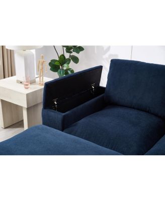 4-Seat Corduroy Sectional Sofa Sleeper Couch with 2 Ottomans