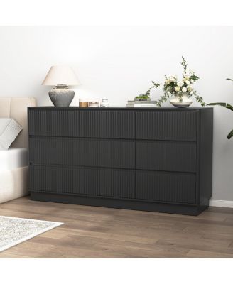 9 Drawer 63" Wide Wood Dresser, Modern Long TV Stand