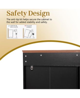  63" Fluted Sideboard Buffet Cabinet with Storage, Modern Coffee Bar Station