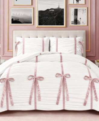 Amelie Velvet Bows Ruched 3-Pc. Comforter Set, Full/Queen