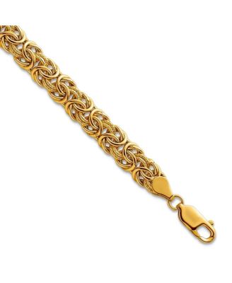 Solid 18k Yellow Gold Italian 7.5" 7.5mm Wide Woven Byzantine Bracelet