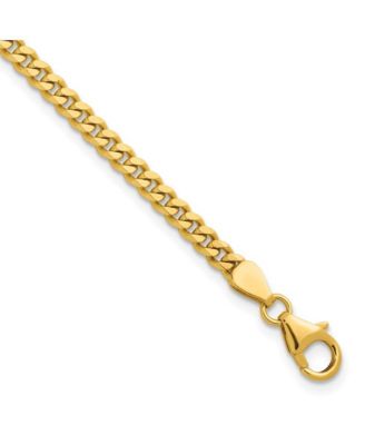 Solid 18k Yellow Gold Italian 7.25 Inch 3.4mm Curb Link Bracelet Link Bracelet